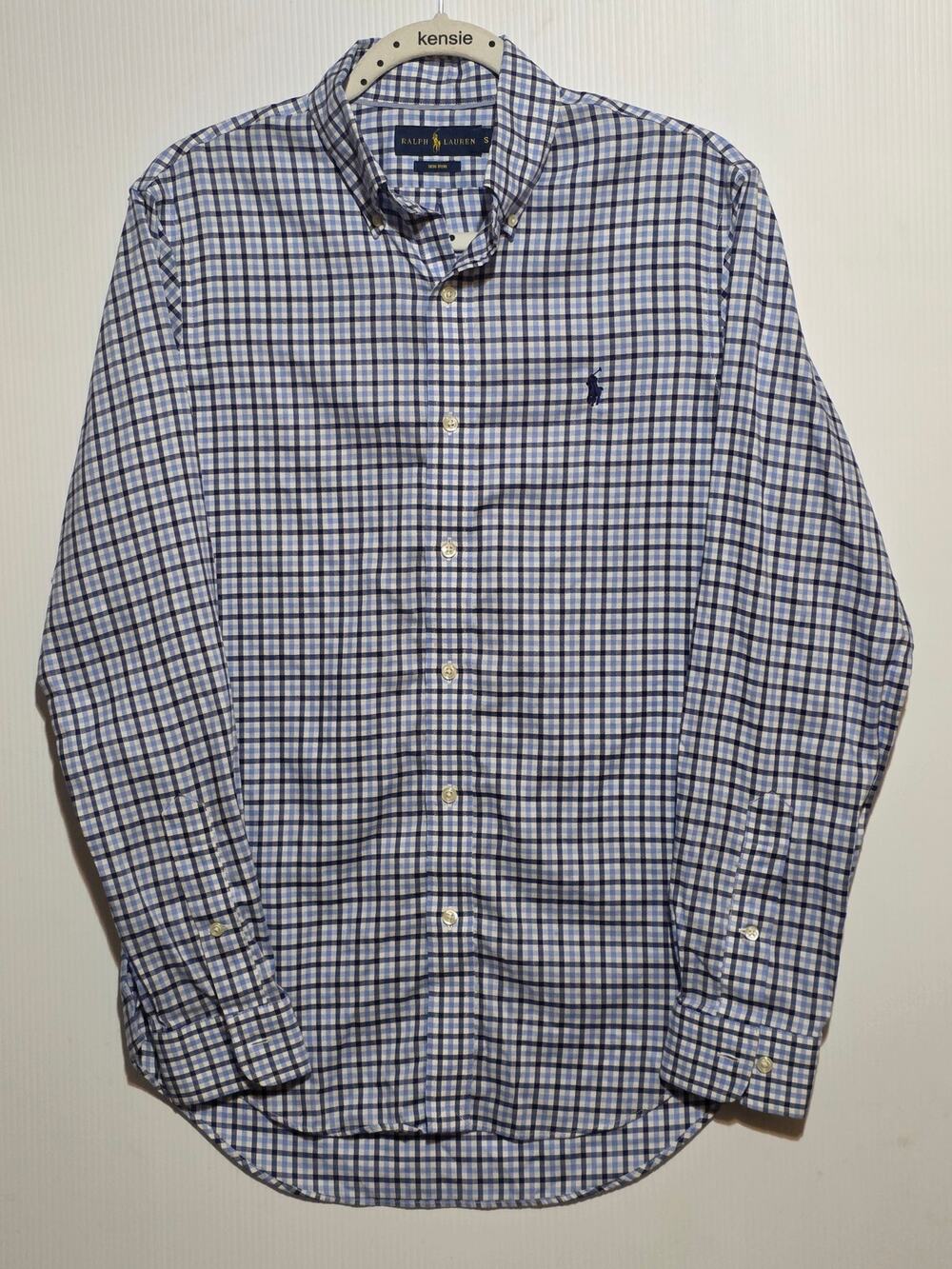 Ralph Lauren Size S Blue Plaid Long Sleeve Non-Iron Button Down Shirt Preppy